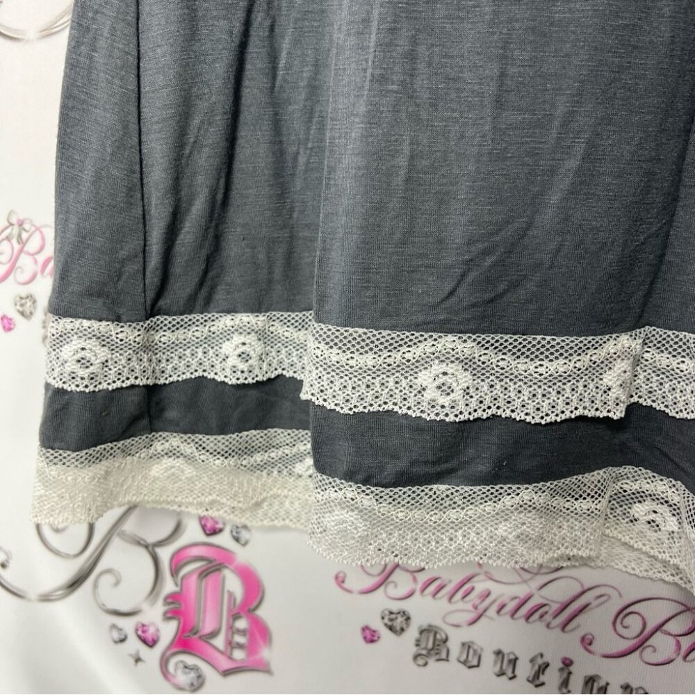 Valege dress grey white ruffle detail bow tie up lace ruffle frills cute y2k - Picture 3 of 9